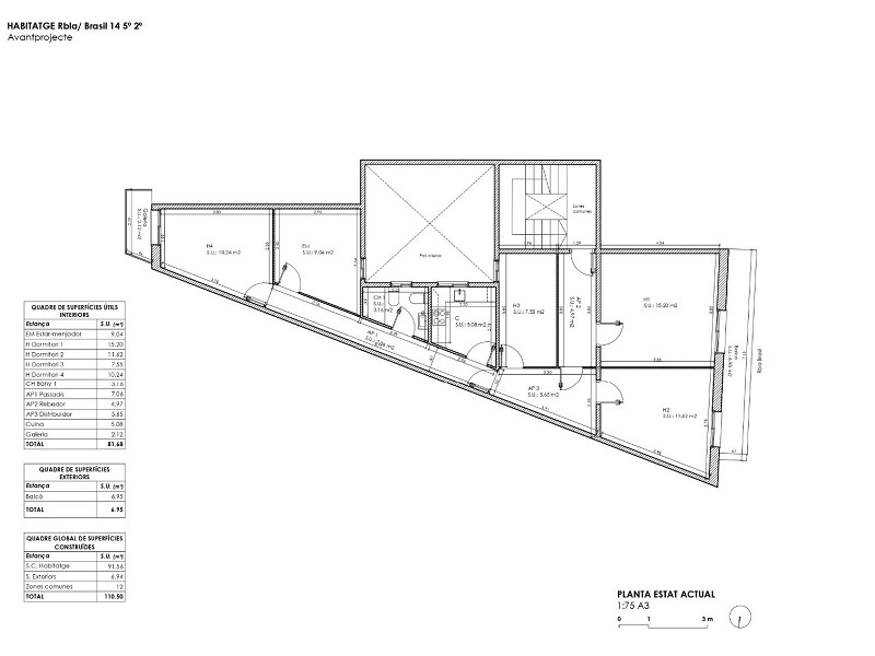 Piso alto con dos orientaciones y balcones en Sants, Barcelona